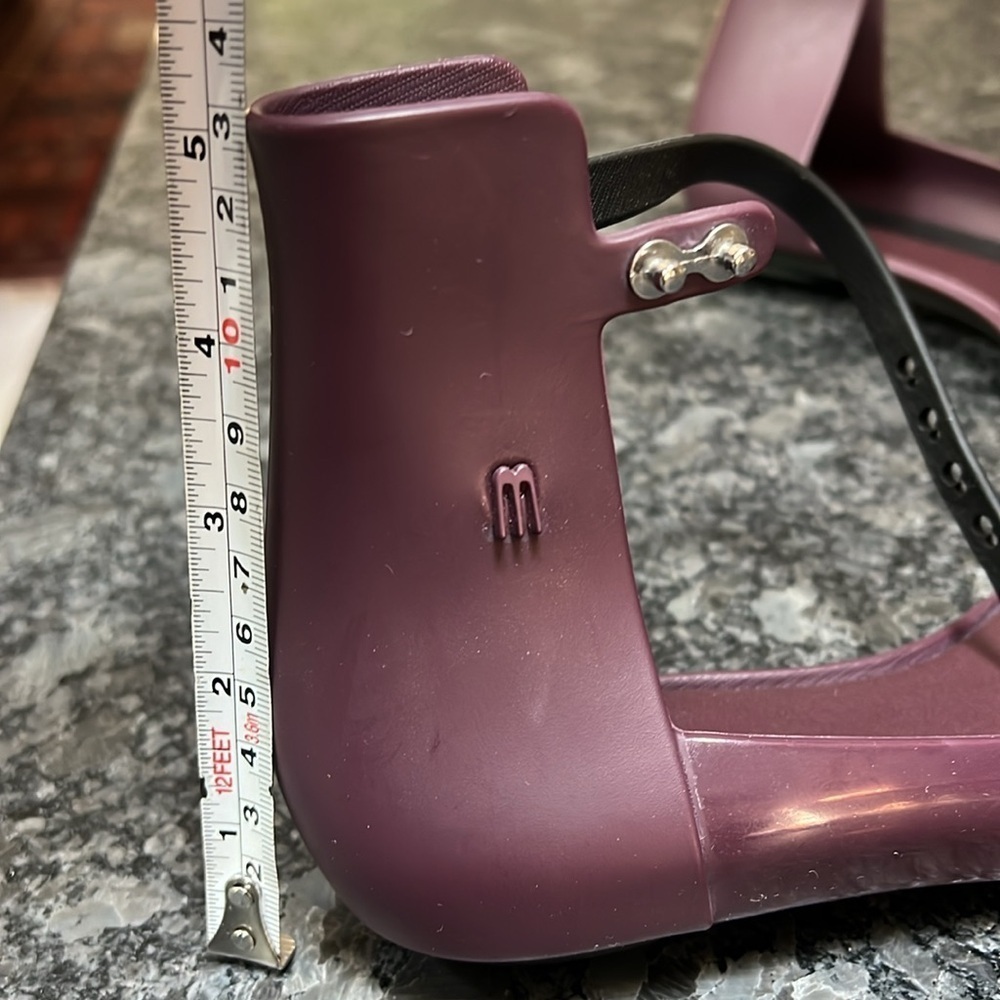 Melissa Sz 39/8 D’Orsay Ankle Pointed Toe Eggplant Purple Flat Sandals - New - Picture 8 of 8